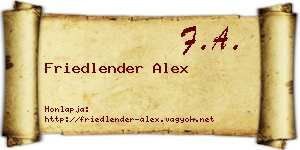 Friedlender Alex névjegykártya